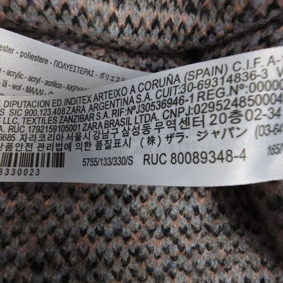 NEW Zara Wool Oversized Vintage Floral Jacquard Mock Neck Grandma Sweater Small - Picture 7 of 7